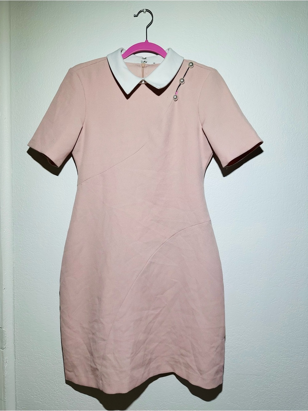 White Collar with Pearl Detailing Dress